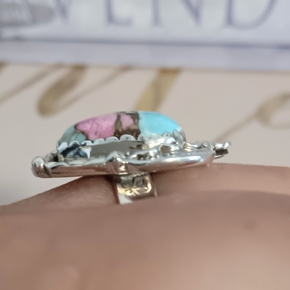 COTTON CANDY DAHLIA HEART RING 925 STERLING SILVER SIZE 9 - Picture 4 of 9